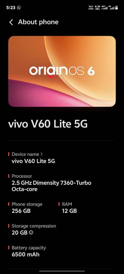 Vivo V60 lite 5g 12/256