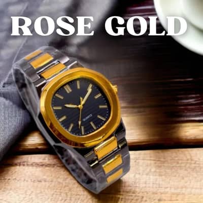 Golden Men's Quartz Watch with Chain Strap water proof