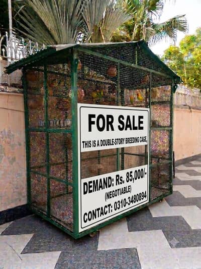 Large Double Story Iron Bird Cage with Wheels - Urgent Sale