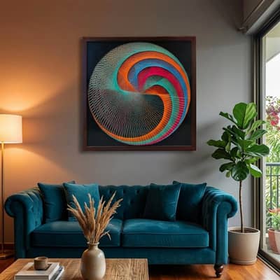 Handmade String Art /Mandala Art/With wooden Frame/Luxuary Home Decide