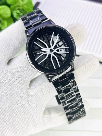 Black Rotatable Rim Watch for Men with Multicolor Dial. All Pak del