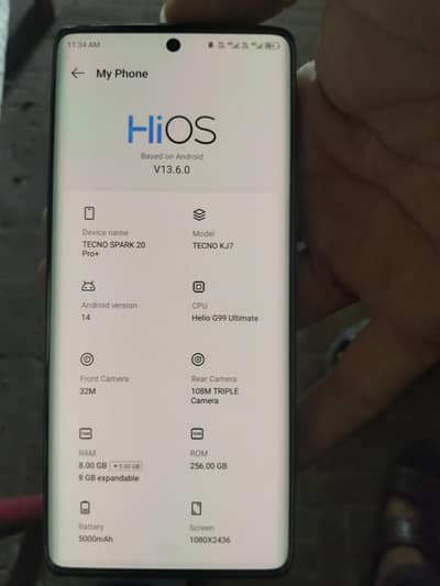 Tecno spark 20 pro plus condition 10/10 baqi details pic main mjod ha