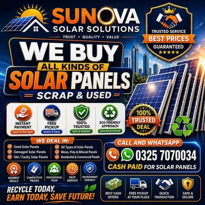 Sell your Solar panels in karachi best rate solar buyer all kinds