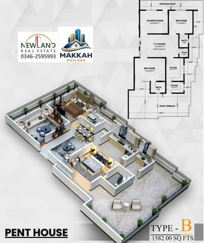 Penthouse for Sale - 200 Sq Yards - Lift & Parking