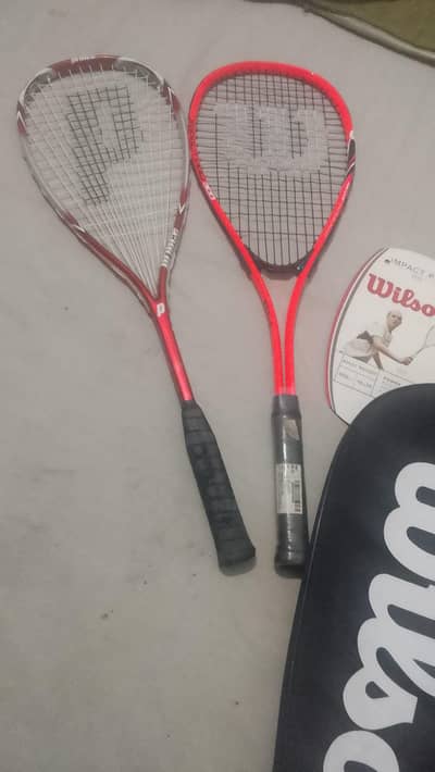 Two Squash Rackets Wilson and Prince