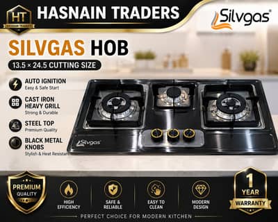 Silvgas Built In Gas Hob 3 Burner | 13.5×24.5 Cutting Size |