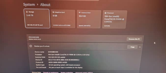 complete PC i9 11th gen 32gb ram 1tb NVme RTX 3050 24" borderless LCD