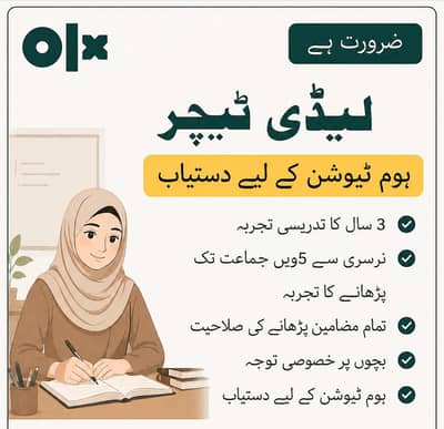 Lady Teacher Available – 3 Years Experience