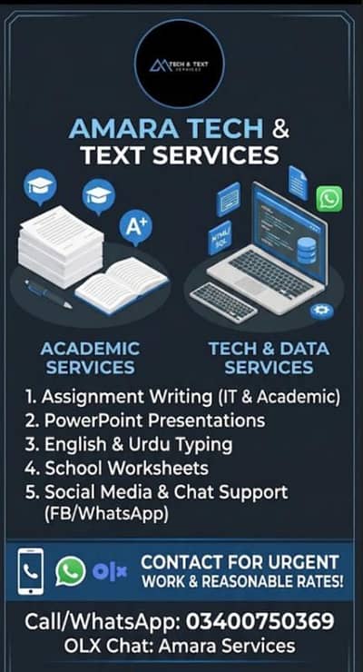 Professional Assignment Writing, Urdu/English Typing & IT Services