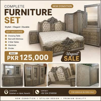 Bed Set - Furniture Set - Wooden Bed - Complete Set - Bedroom Set