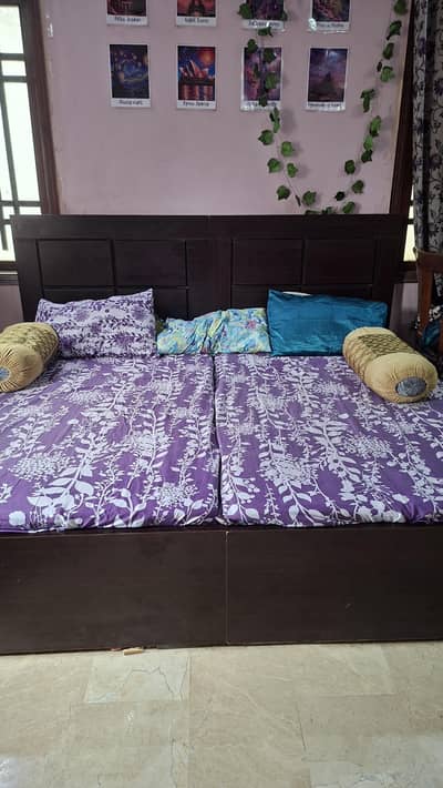 Two single bed with 2 door cupboard