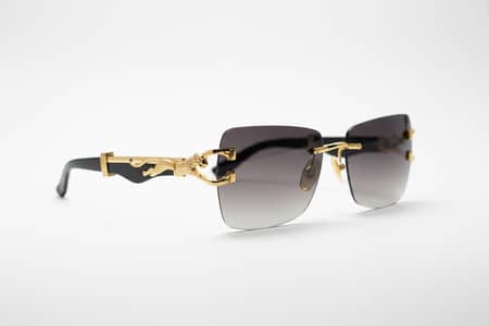Gold Panther Rimless Sunglasses – Luxury UV Protection Eyewear