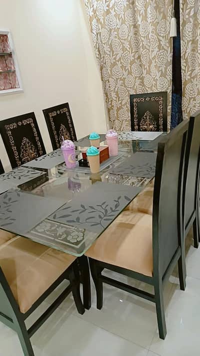 8 Chairs Glass Dinning Table - Clearance Sale