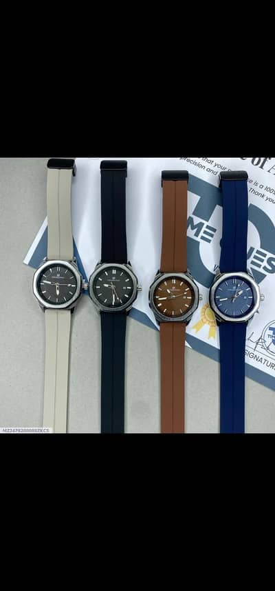 Men's Elegant Blue Crystal Quartz Watch with Silicone Strap