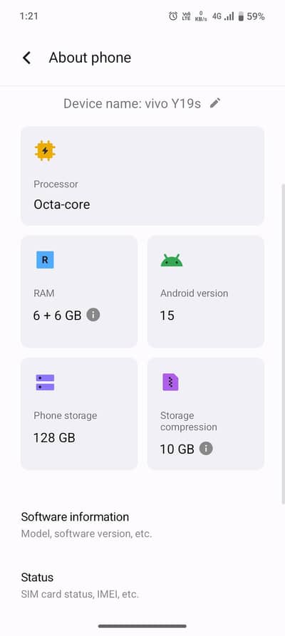 Vivo Y19s 6+6 128