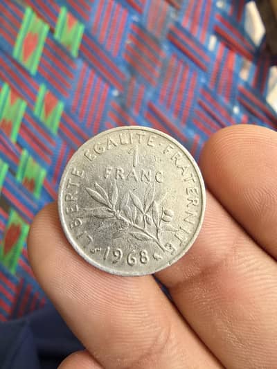 1968 France 1 Franc coin intique