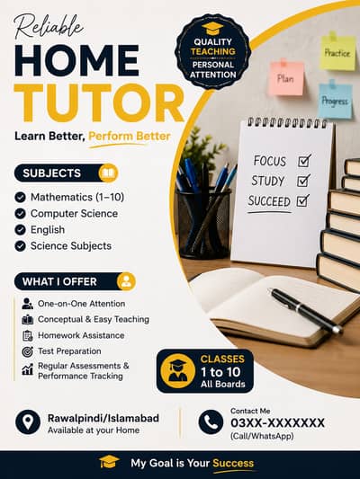 Skilled Home Tutor Available in Rawat / Islamabad