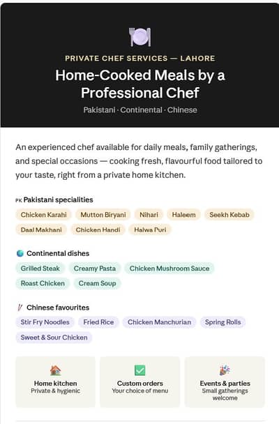 Private Chef Services  Freshly Cooked Meals