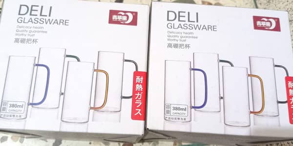 4 glass sets brought from Oman, Turkey and Austria