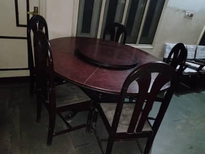 Dining Table Round Revolving and 6 Chairs