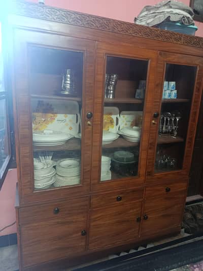 Wooden Crockery Showcase – Like New, Used Only a Few Months