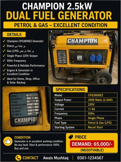 3 KVA Champion Generator