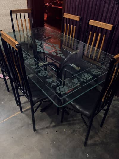 6 Seater Iron Dining Table Set For Sale