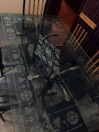 6 Seater Iron Dining Table Set