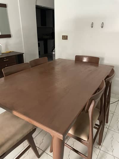 Wooden Dinning Table with 6 wooden chairs