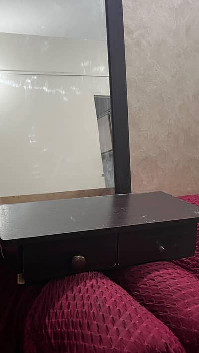 Solid Wood Dressing Table Mirror with 2 Drawers