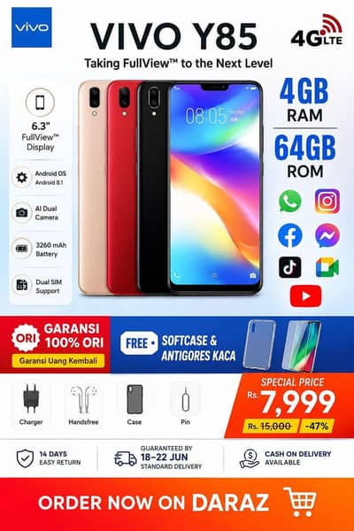 Vivo Y85 Jis bahi ko Order krna ha Mujhe Msg kre main link sendkarunga