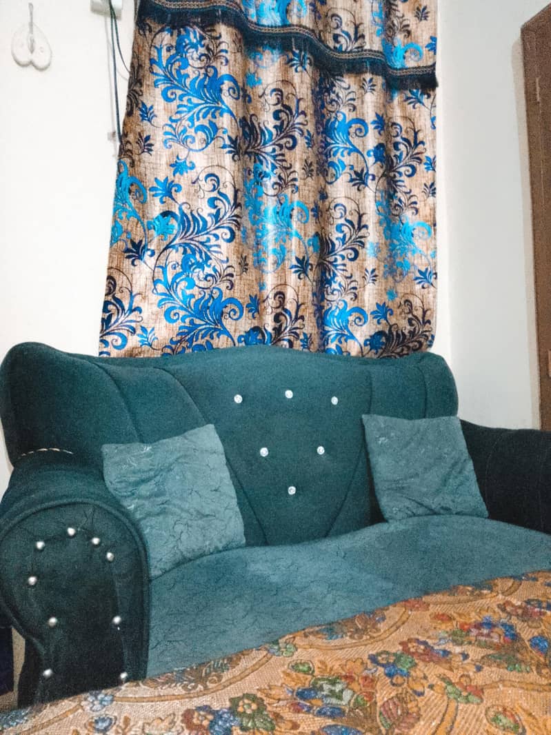 (Bed, Dressing Table with drawer, Two Side Tables & Sofa) 6
