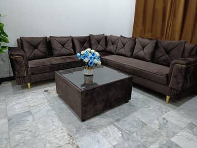 Luxury L Shape Sofa Set with Center Table –Like New