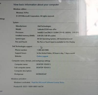 DELL Laptop Model LATITUDE/E5530