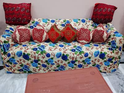 Wooden Sofa Set with Cushions – Excellent Condition