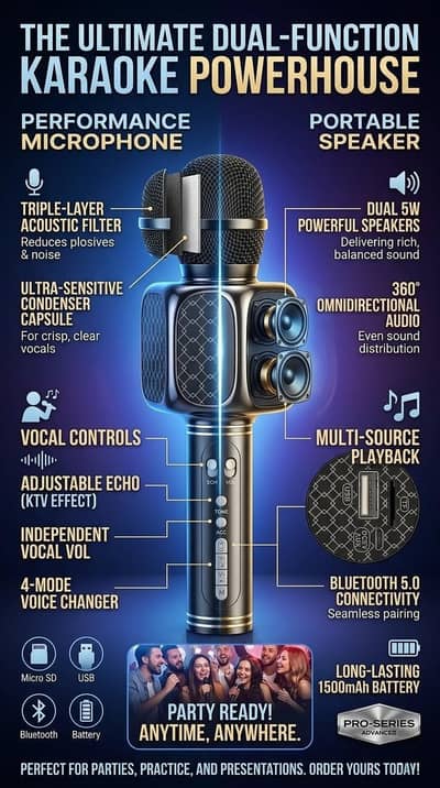 Bluetooth speaker and microphone karoke YS-69