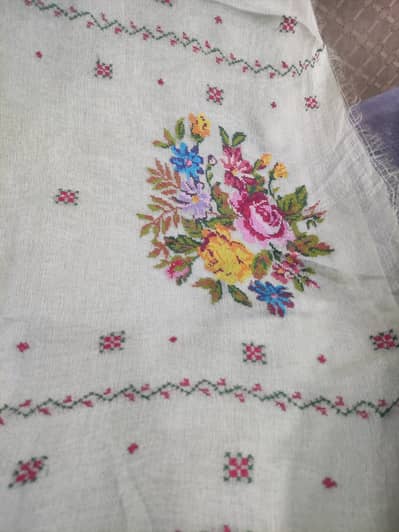 Hand embroidery, cross stitch embroidery, cotton net