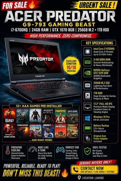 Acer Predator G9 | i7-6700HQ | 24GB-DDR4 RAM | GTX 1070 8GB | SSD, HDD