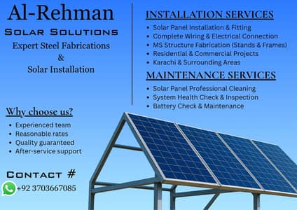 solar installation, Maintenance and Fabrication