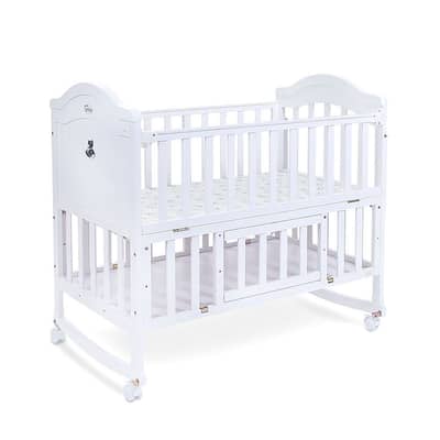 Tinnies Wooden Baby Cot + Original Size Mattress + Bedding Set