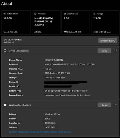 Gaming PC: I5 6th Gen + 2GB GPU + 16GB RAM + 128GB SSD