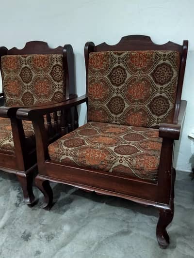 Kali wood 2 chairs 1 3 seater sofa complete set