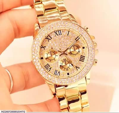 *Product Name*: Golden Crystal Roman Dial Watch