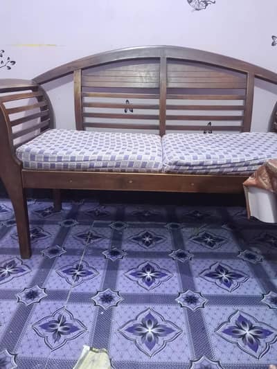 4-Seater Solid Wooden Sofa Set with Cushions