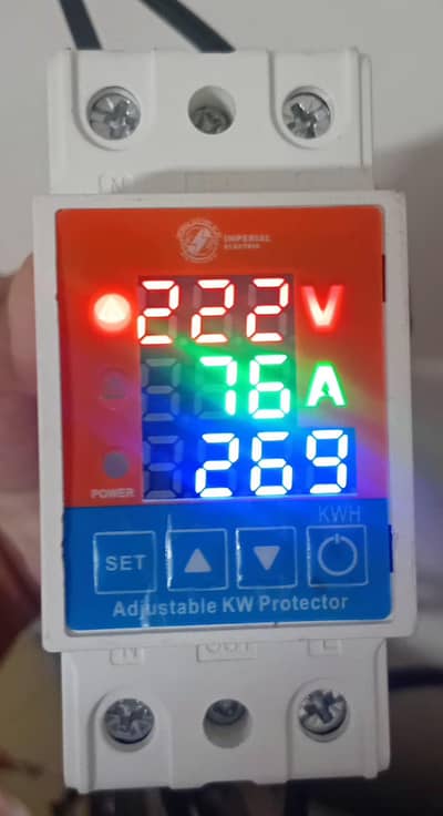 New Adjustable Digital Voltage Protector Voltage, Ampere & kWh Display