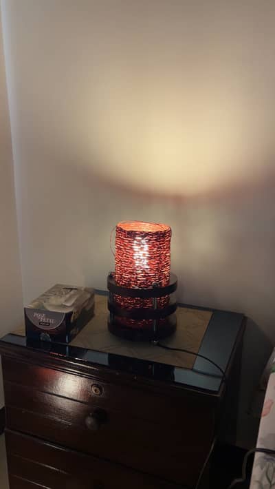 SET OF TWO MODERN WIRED WRAPED TABLE LAMPS WARM GLOW BEDSITE