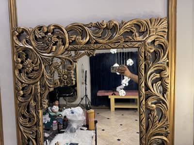 Standing lamp, fancy mirror and studio chair