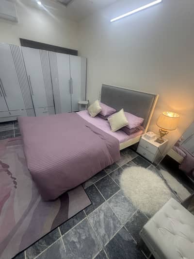 Elegant Queen Size Upholstered Bed with Two Matching Side Tables