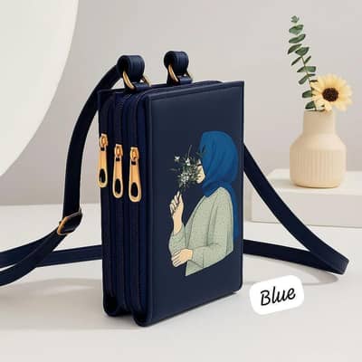 Blue printed crossbody bag for women unisex