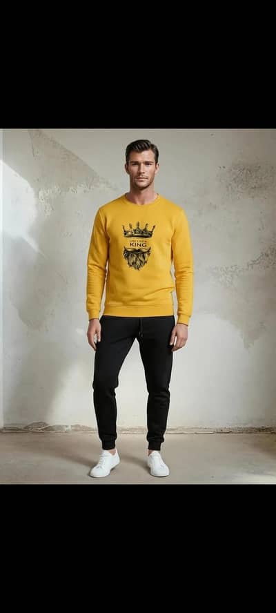 Men New King Beared Printed Track Suit Yellow and Black